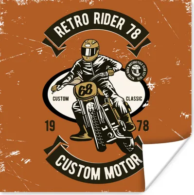 Produktbild von MuchoWow® Poster Motorrad - Mann - Retro 30x30 cm - Wandposter - Printing