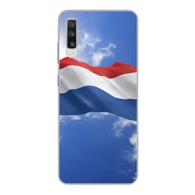 Produktbild von MuchoWow® Handyhülle Schutzhülle Hülle für Samsung Galaxy A70 Die Flagge der Niederlande weht am Himmel Silikon Softcase Handy Hülle - Schutzhaube