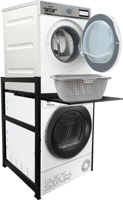 Produktbild von Waschmaschinenregal 74x65x111cm mit Auszug Schwarz Standregal Trockner Aufbewahrungsorganisator Badezimmer
