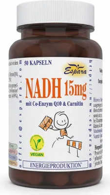 Obrázek produktu pro Espara NADH 15 mg s koenzymem Q10 a karnitinem kapsle výroba energie, 50 kapslí