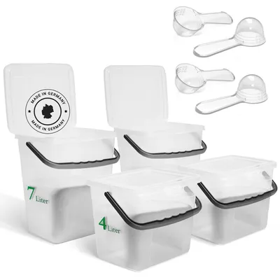 Produktbild von Novaliv Sparset 2x Waschmittelbox mit Deckel 4 Liter + 7 Liter Transparent und Dosierlöffel Box Waschpulver Aufbewahrungsbox mit Henkel Waschmittel Aufbewahrung Waschmittelbehälter Waschpulverbehälter