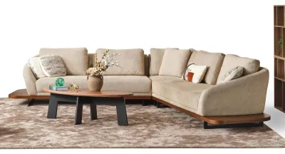 Zdjęcie produktu dla Sofa tapicerowana Narożnik Sofa w kształcie litery L Sofa do salonu Beżowy Nowoczesny