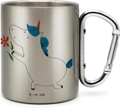 Produktbild von Mr. & Mrs. Panda isoliertasse Einhorn Blume - Transparent - Geschenk, Heiraten, Teetasse, Unicorn, Liebe, wanderbecher, Isolierbecher, Einhörner, Metallbecher, Freundin