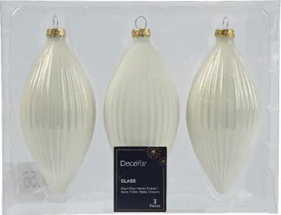 Productafbeelding van Olijf glas d6h13 cm wolwit 3st kerst Decoris