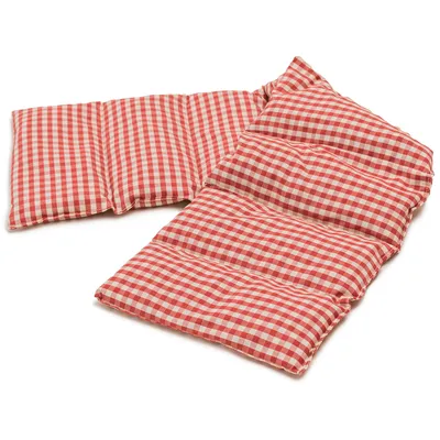 Produktbild von Körnerkissen 75x20cm groß 8-Kammer, rot-weiß - Wärmekissen Weizen