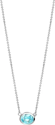 Produktbild von Celesta Silber Halskette 925 Silber rhodiniert mit echten Blautopasen