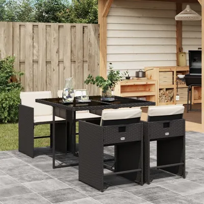 Produktbild von Stabli Möbel Gartenmöbel Set Balkonmöbel-Set 5-tlg. Garten-Essgruppe mit Kissen Schwarz Poly Rattan - Gartenmöbelgarnituren CC3269747 2parcel