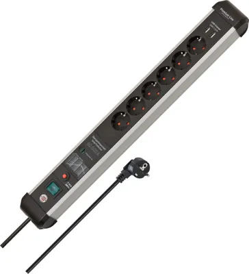 Produktbild von Brennenstuhl 1391010610 Steckdosenleiste mit Schalter Silber-Schwarz Schutzkontakt 1 St.