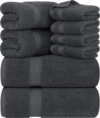Produktbild von Famanu Handtuchset 8-teilig - 2 Badetücher, 2 Handtücher und 4 Waschlappen - Grau