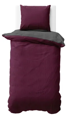 Produktbild von Seersucker Bettwäsche 135x200 cm Bordeaux Anthrazit Wende Doubleface Mikrofaser Bettbezug 2 teilig