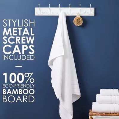 Produktbild von Famanu Wandgarderobe Weiß mit 6 Haken - 59 cm