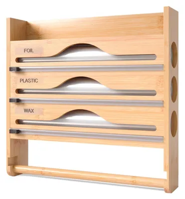 5-in-1 Küchenrollenhalter aus Bambus, Organizer für Folie und Papier