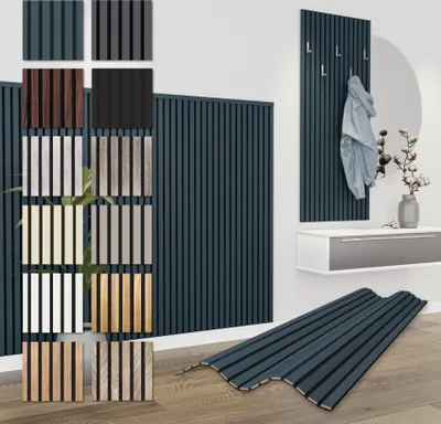 Produktbild von HEXIM Akustikpaneele 138,5x60cm - flexible Lamellenwand Holz MDF Wandpaneele Lamellenverkleidung Wandverkleidung Innendekoration schalldämmend (1 Paneel / 0,83 m² Ocean - APH04)