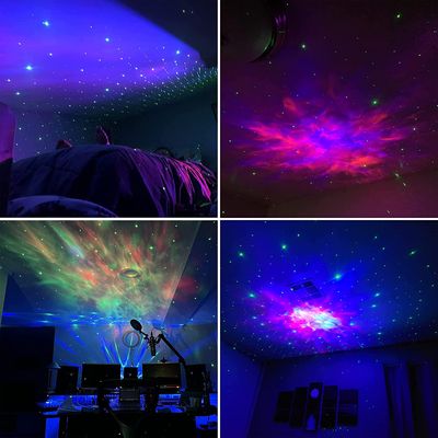 Sterne Deckenprojektor, Lampe Galaxie UFO Sternenhimmel Projektor mit  Sprachsteuerung/Fernbedienung, LED-Licht Mond/Welle/Wasser mit Musik