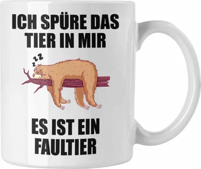 Produktbild von Trendation - Lustige Tasse mit Spruch Mitarbeiter Faultier Geschenk Arbeitskollege Männer Frauen (Weiß)