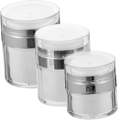Produktbild von 3 leere Cremespenderflaschen aus PP mit 15g, 30g und 50g, tragbare Pumpbehälter für Creme und Conditioner auf Reisen