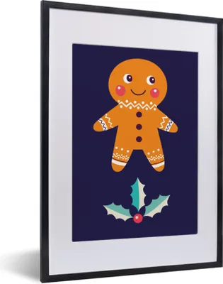 Produktbild von MuchoWow® MuchoWow® Gerahmtes Poster Weihnachtsillustration - Kunst - Weihnachten 30x40 cm - Poster mit zchwarzem Bilderrahmen - Wandposter Schlafzimmer