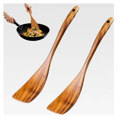 Produktbild von 2er Set Holzpfannenwender und Kochlöffel aus Olivenholz, robust und hitzebeständig