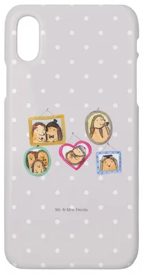Produktbild von Mr. & Mrs. Panda Iphone 10 Handyhülle Igel Familie - Grau Pastell - Geschenk, Handy, X, Schwester, Bilder, Hülle, Cover, Papa, Muttertag