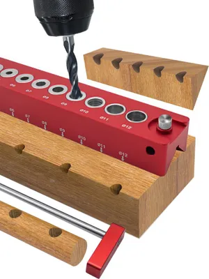 Produktbild von Holzbearbeitungs-Bohrführung, Aluminiumlegierung, 45°-Bohrblock, Stanzloch-Lokalisierungswerkzeug mit 3–12 mm Hülsen für Rundholzdeck-Schreiner
