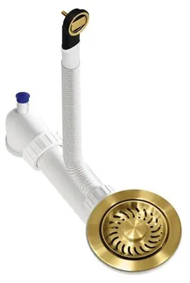 Produktbild von Pure.Sink Universal Korb-Ablaufset Gold, Ablaufset für Spülbecken inkl. rundem Überlauf WSTMAN-60-R