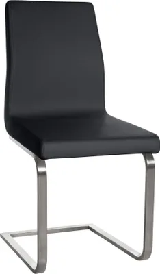 Produktbild von Esszimmerstuhl aus Kunstleder – Kunststoffstuhl – ergonomischer Komfort – Kufengestell aus Edelstahl | Farbe: Schwarz