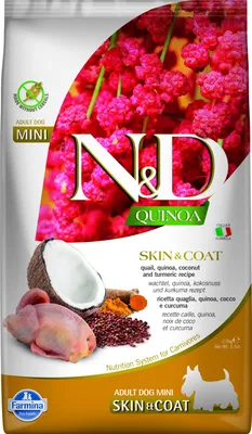 Image de N&D Quinoa DOG Skin & Coat Caille et noix de coco Mini 2,5kg