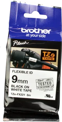 Produktbild von Brother TZE-FX221, Schwarz auf weiss, TZe, Schwarz, Wärmeübertragung, Philippinen, 5 Jahr(e)