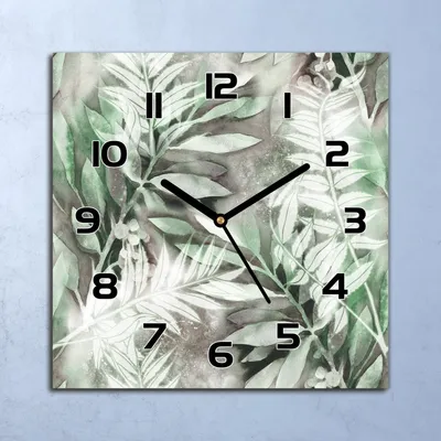 Produktbild von Wanduhr Echt-Glas-Küchenuhr Blätter Tropische Quarz Lautlos 30x30 Deko Bilder