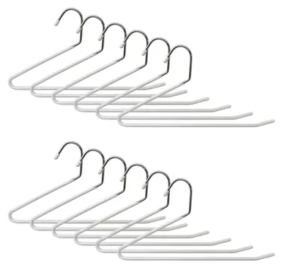 Hosenbügel mit Antirutsch, 12er-Set, 17,5x35x0,5 cm, Weiß