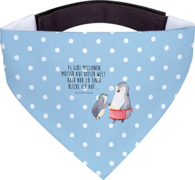 Produktbild von Mr. & Mrs. Panda Tuch Pinguin mit Kind - Blau Pastell - Geschenk, Muttertag, Halstuch Für Hunde, Mom, Mama, Vorbild, Pinguine, Hundehalstuch, Hund