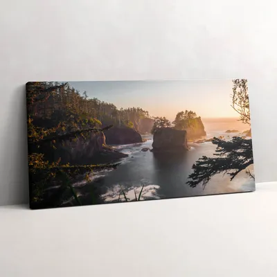 Produktbild von Landschaft mit Felsen und Sonnenuntergang – Leinwandbild Wandbild – 100x50 cm – Leinwandbilder – Wandbilder – Schlafzimmer – Flur