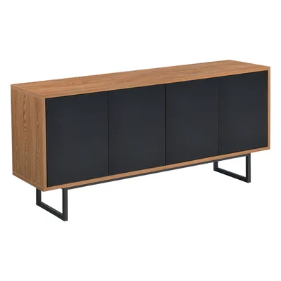 Zdjęcie produktu dla Kredens Mariestad 120x30x55 cm Drzwi szafki otwierane na wcisk Metalowa rama Odcień ciemnego drewna/czarny