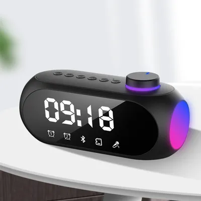 Produktbild von Wecker, Radiowecker mit Bluetooth-Lautsprecher, digitaler Wecker, LED-Anzeige, Uhrenradio ohne Ticken, FM-Radio, Type-C Ladeanschluss, Schwarz