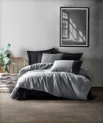 Produktbild von L'Essentiel Linge de Maison, Plain - Grey, Black, Bettwäsche-Set, Grau, 100 % BAUMWOLLE RANFORCE, 140 x 200 cm