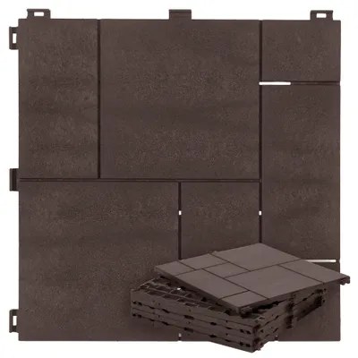 Produktbild von Terrassenfliesen 30x30 cm - 6 Stück - Braun - Klickfliesen - Wetterfest - Recycling-Gummi