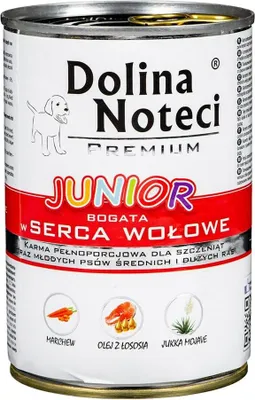 Image de Dolina Noteci Premium Dog Junior Beef Hearts Can 400g