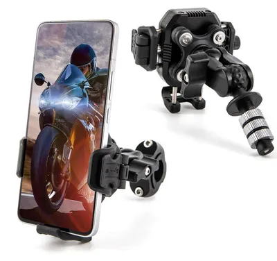 Zdjęcie produktu dla Uchwyt na telefon do motocykla z amortyzatorem, z kulką o średnicy 2,5 cm, uniwersalny uchwyt pasujący do kierownicy, lusterek lub lag, przeznaczony dla telefonów o przekątnej ekranu 4,7"-7,2"
