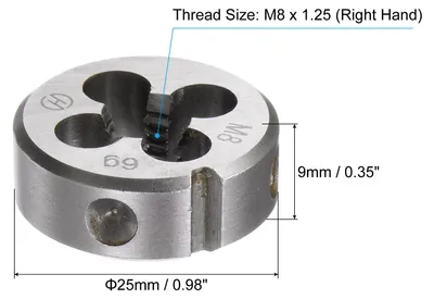 Produktbild von 2 Stš¹ck Runde Schneideisen, Metrisches M8 x 1,25 Gewinde (Rechtsgewinde), Legierter Werkzeugstahl Schneideisen Reparaturwerkzeug