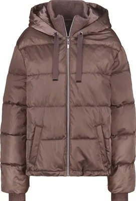 Produktbild von monari Gesteppte Jacke mit Kapuze, Reißverschluss und femininem Ärmel-Patch