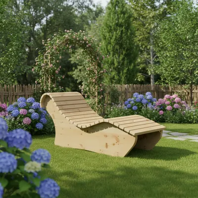 Produktbild von Holzliege Wellenliege Waldsofa Relaxliege "Heiner" Gartenliege 70cm Zirbe