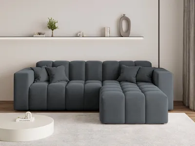 Produktbild von GrainGold Ecksofa L-Form Loopo Rechts- Moderne Ecksofa, Wohnzimmer Sofa - Eckcouch Dunkelgrau (Komodo 21)