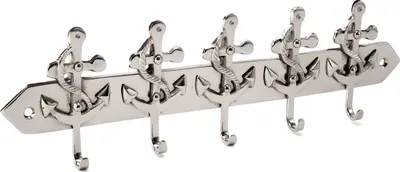 Produktbild von NKlaus Schlüsselhaken Anker 5-fach aus Messing silber 25 x 7 cm Maritim Schlüsselhalter 11786