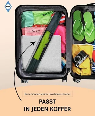 Produktbild von Famanu Reisparasol mit UV-Schutz 50+ - Tragbarer Sonnenschirm für Strand, Camping und Garten