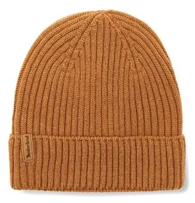 Image de bonnet pour homme Timberland, modèle TB0A66522311, en maille côtelée, couleur "wheat" (couleur blé)