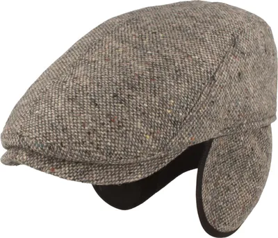 Göttmann Schiebermütze Tweed aus Wolle mit Ohrenschutz in grau