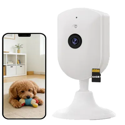 Image de Caméra de surveillance Wi-Fi d'intérieur 4 MP avec alimentation par prise, Wi-Fi 2,4 GHz, audio bidirectionnel et vision nocturne infrarouge  Audio bidirectionnel