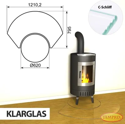 Produktbild von AKTION ! Kaminbodenplatte & Funkenschutzplatte - Funkenschutz für Kamin & Ofen - geteilte Saisonplatte Winnipeg - Klarglas