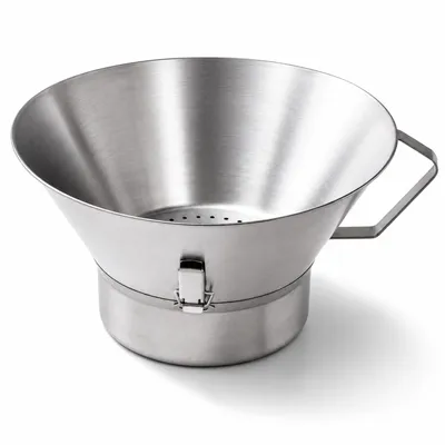 Produktbild von Edelstahl-Fettfilter für Hackfleisch, Trichter mit Auffangschale, Abtropfkorb für Pommes & Frittiergut, Küchen-Ölfilter, Fettabscheider-Schüssel