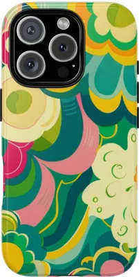 Produktbild von Buntes Retro-Blumenmuster – Hülle Kompatibel mit iPhone 16 Pro